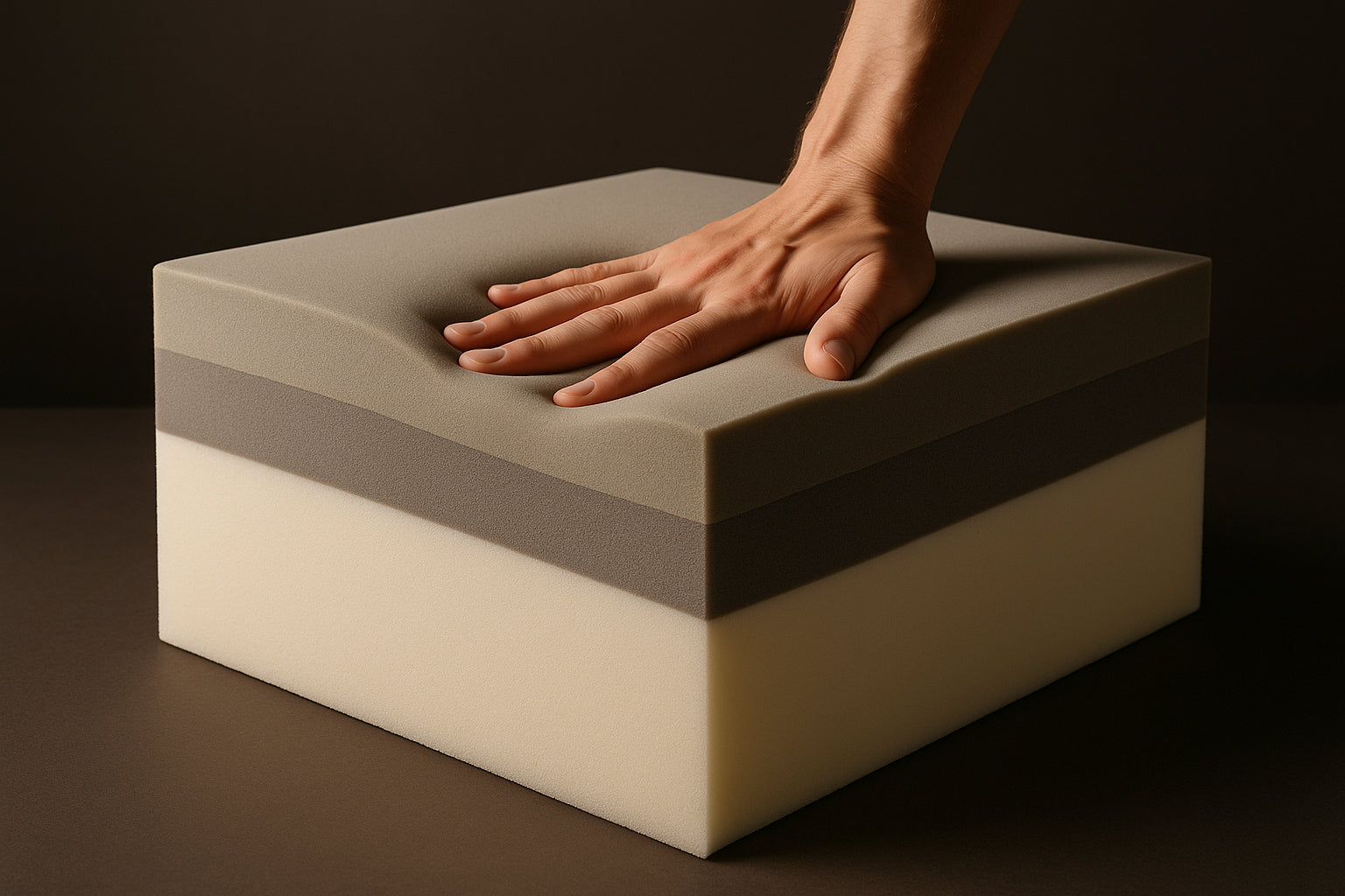 Hand pressing into a Multi-Layer Foam